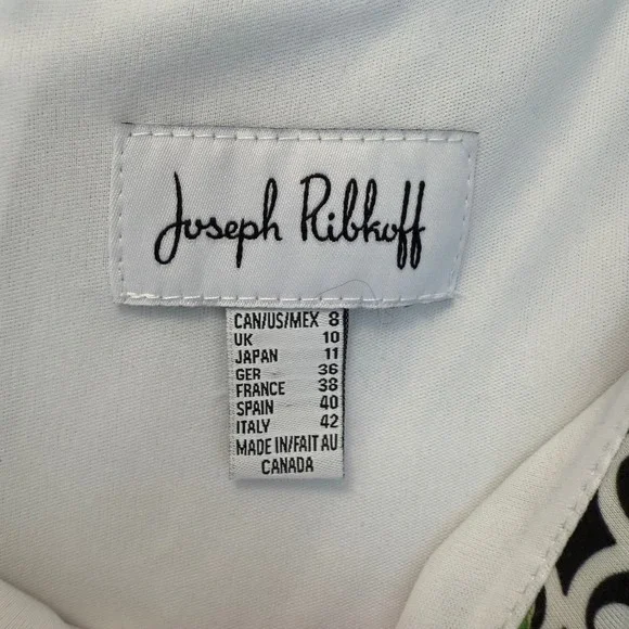 Joseph Ribkoff Black & White Scroll Floral Print Sleeveless Sheath Dress Size 8 - Picture 5 of 10